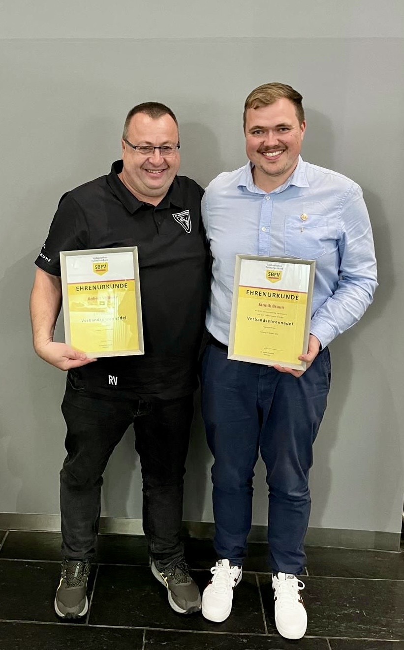 Ehrungen für Jannik Braun und Robi Vollmer beim Ehrenamtstag des SBFV in Linx
